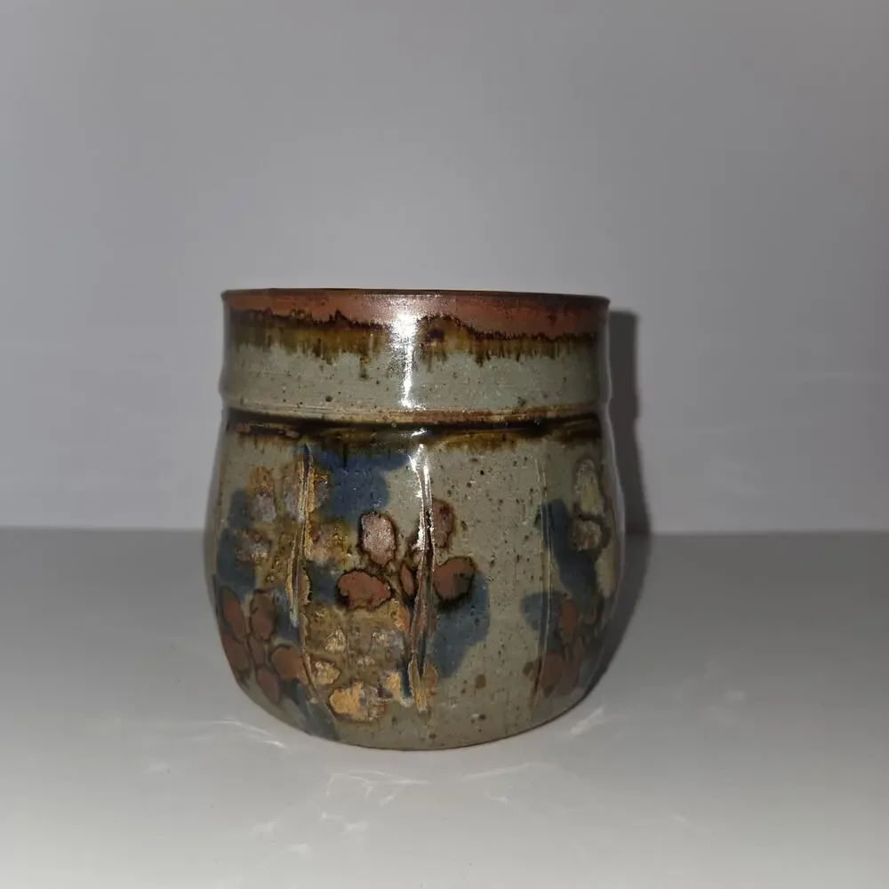 Vintage Mary Humphrey Michigan Studio Pottery Stoneware Tumblers Cups - Pair